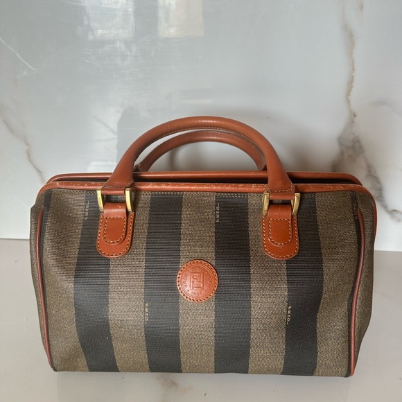 Fendi Vintage Pecan Canvas Coated Boston Bag - Picture 2 of 16